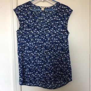 J Crew Blue Impression Dot Blouse sz 4